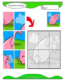 Puzzle Kes Yapıştır Çalışma Sayfaları